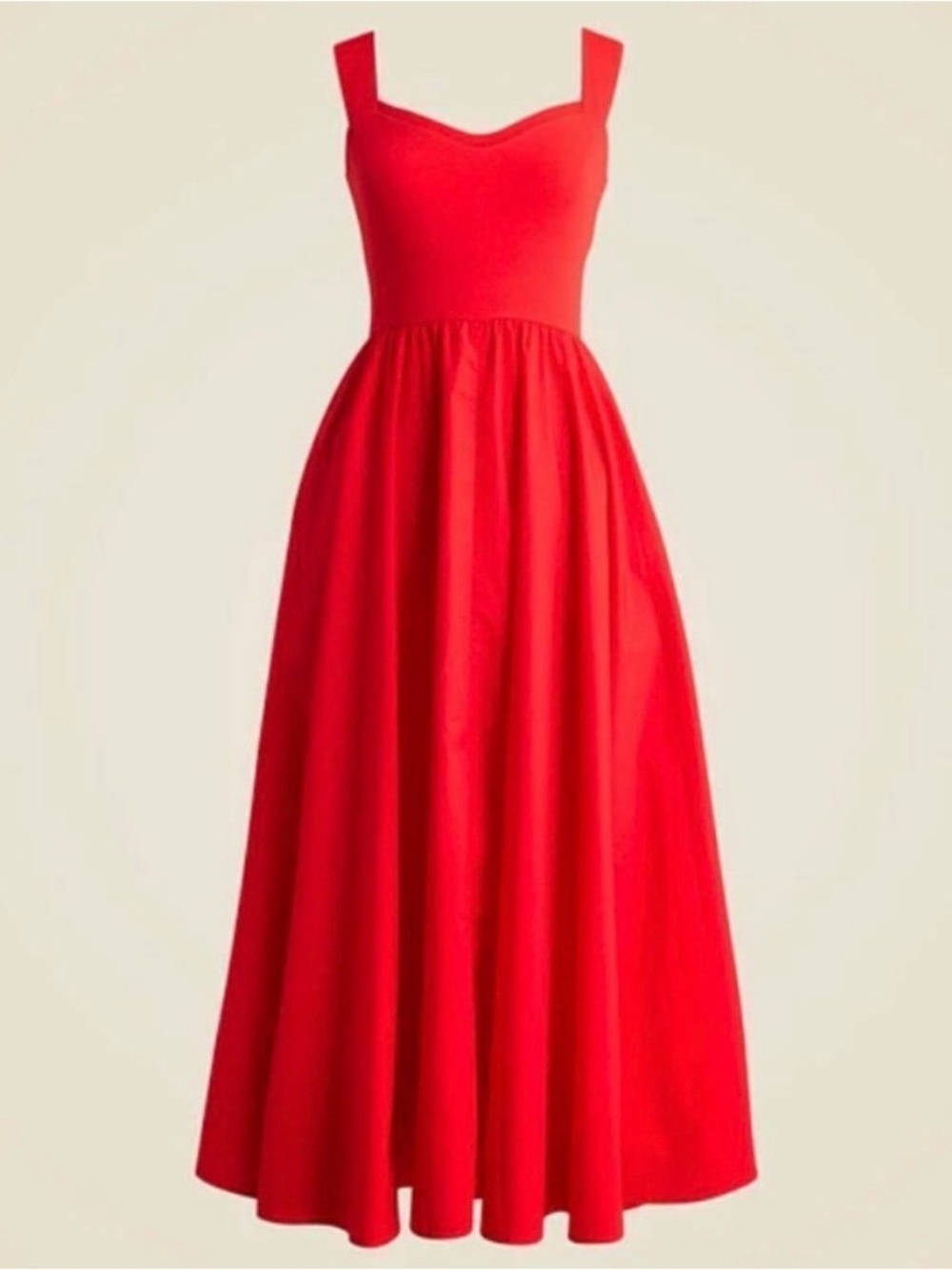 J. Crew Sweetheart Tank Dress w/ Poplin Skirt Red Medium NWT